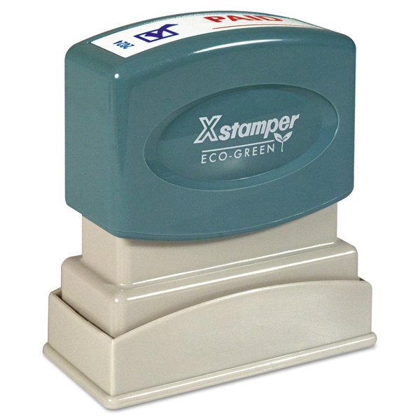 Xstamper Two-Color Title Stamp, PAID, Blue/Red 036029